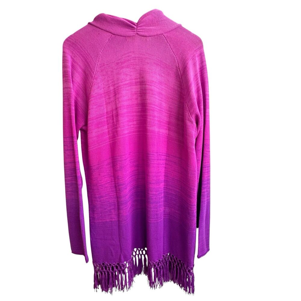 LILLY PULITZER Tatum Cardigan MARBLED OMBRE ORCHID OASIS Fringe XXL 2XL NWT - Picture 8 of 11